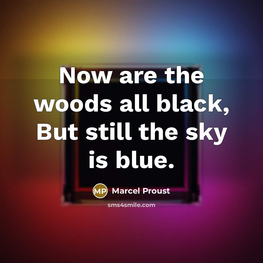 “Now are the woods all black, But still the sky…” quote by Marcel Proust