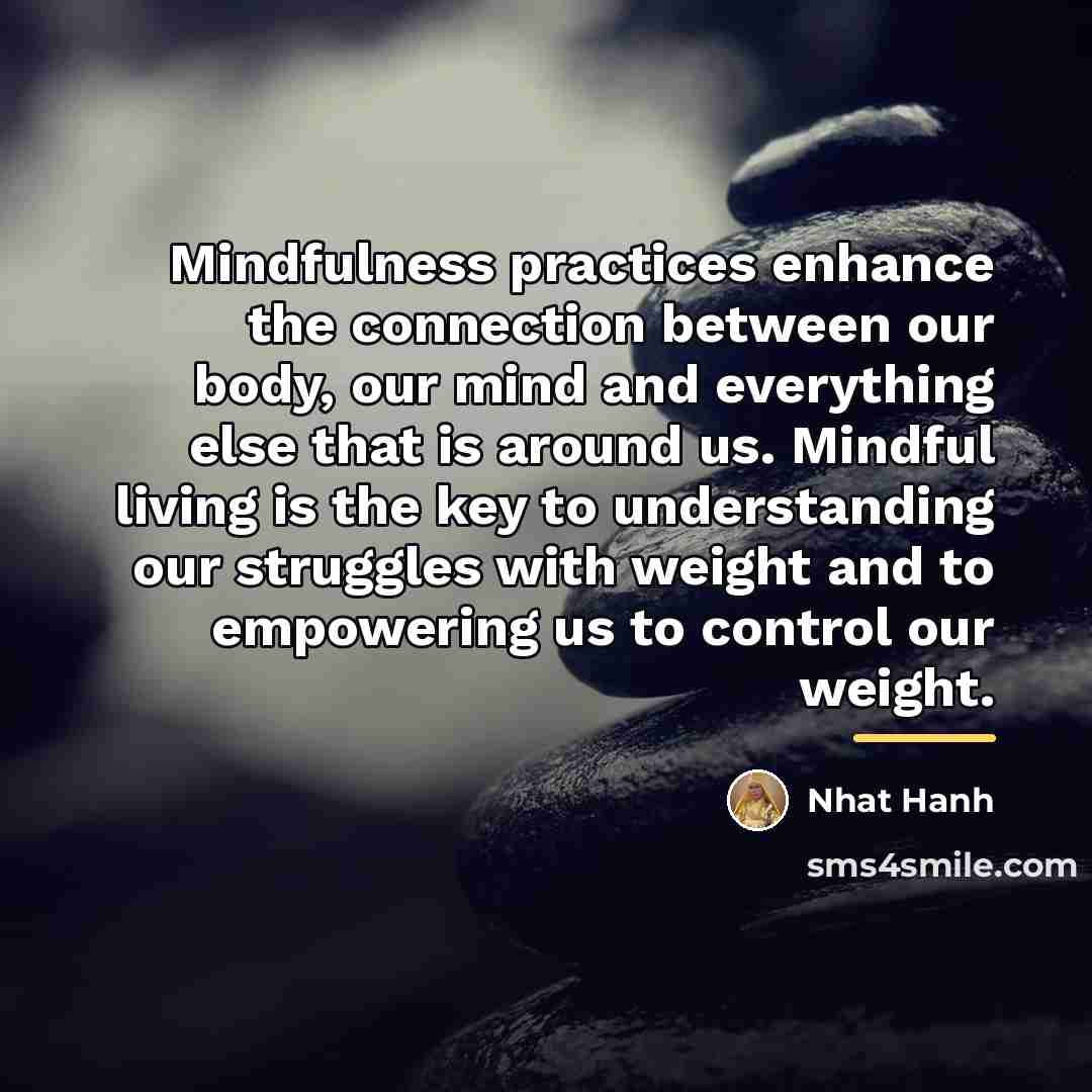 “Mindfulness practices enhance the connection between our body, our mind…” quote by Nhat Hanh