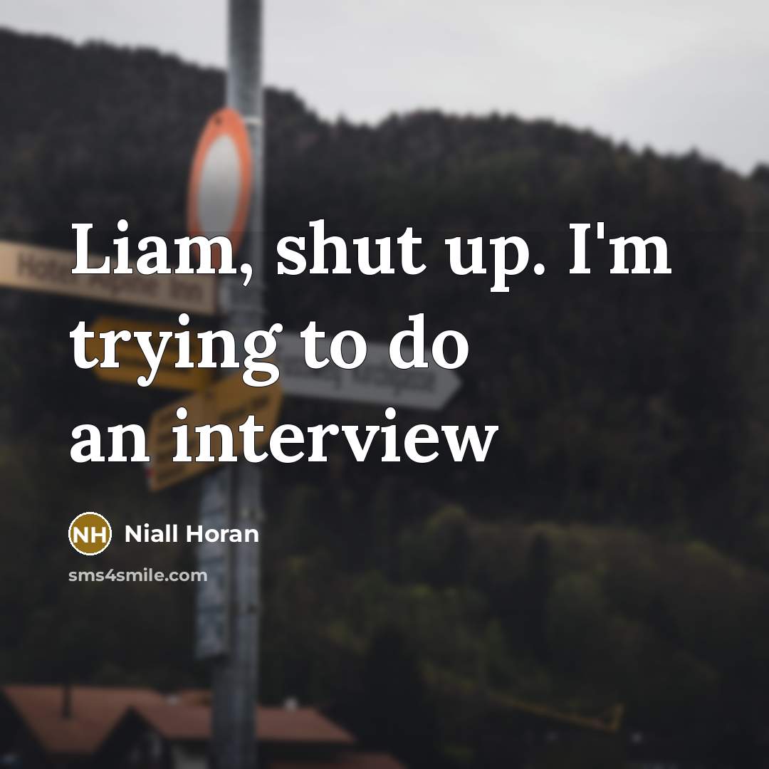 “Liam, shut up. I'm trying to do an interview” quote by Niall Horan