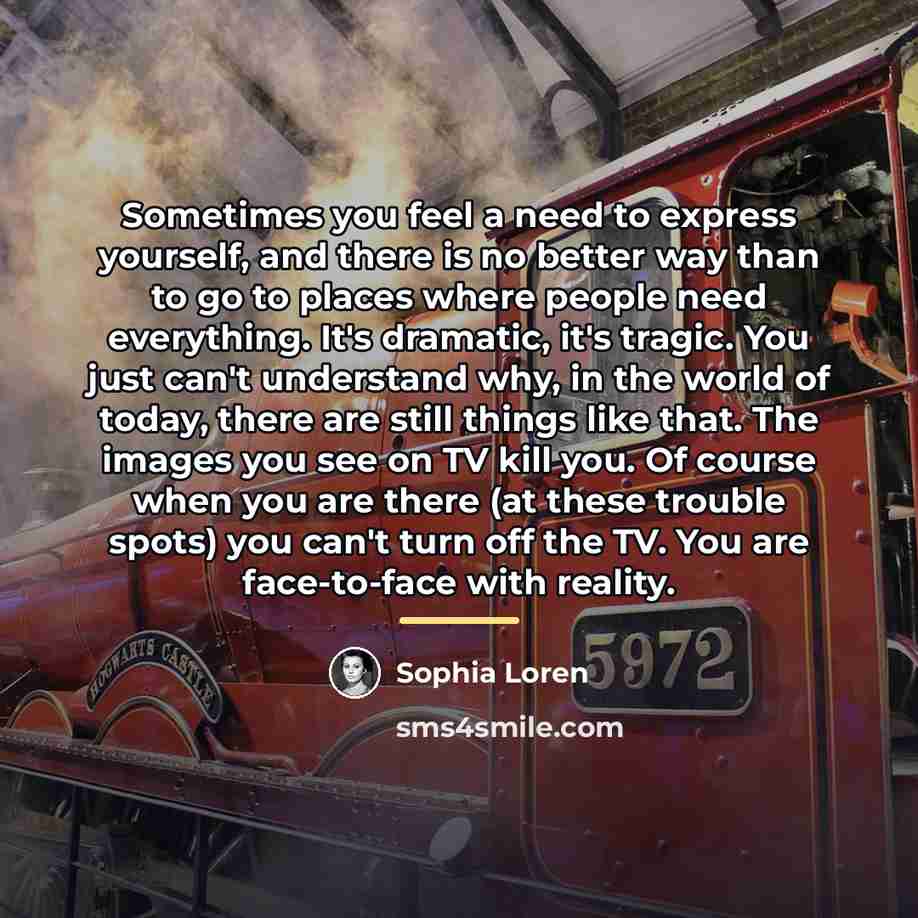 “Sometimes you feel a need to express yourself, and there…” quote by Sophia Loren