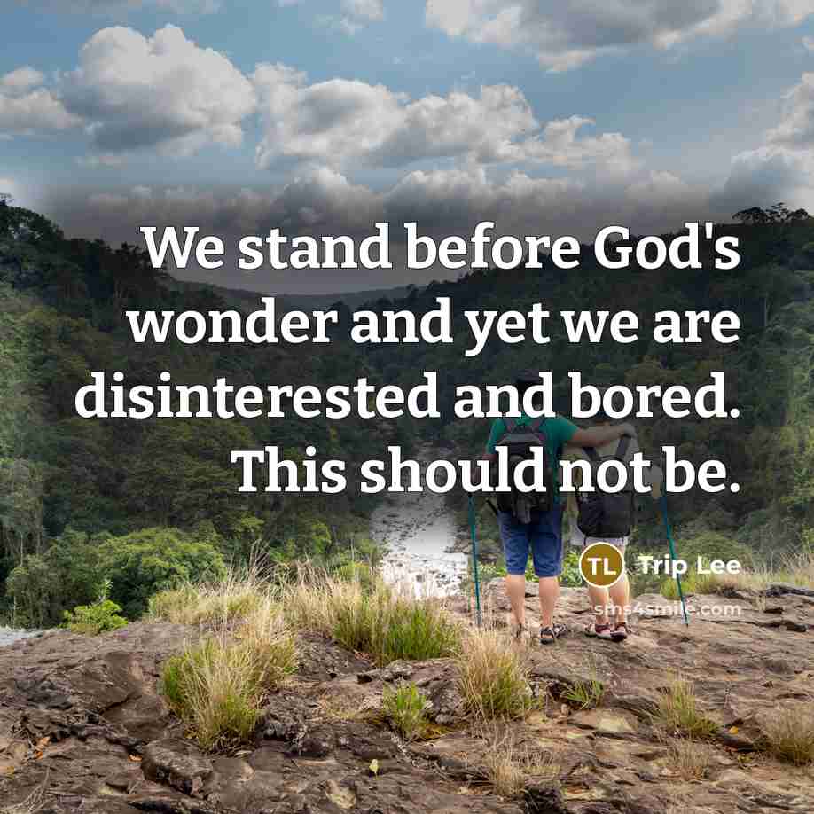 “We stand before God's wonder and yet we are disinterested…” quote by Trip Lee