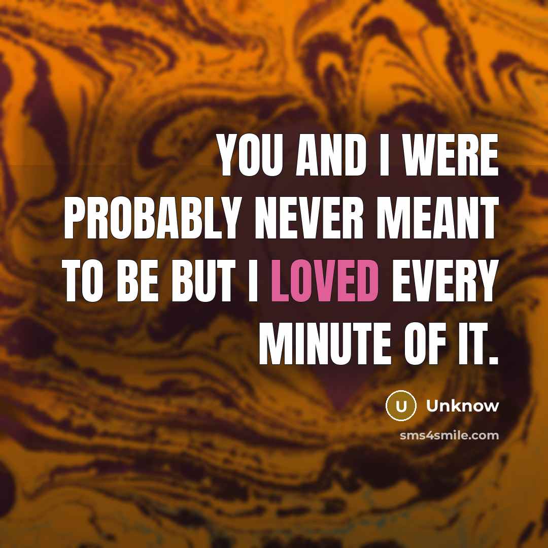 “You and I were probably never meant to be but…” quote by Unknow