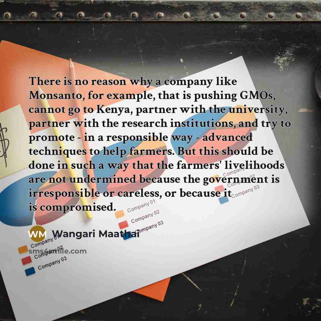 “There is no reason why a company like Monsanto, for…” quote by Wangari Maathai