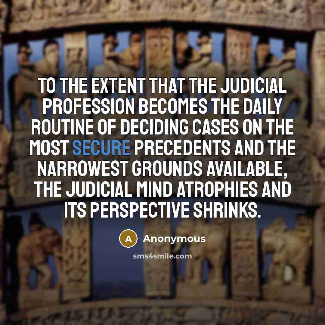“To the extent that the judicial profession becomes the daily…” quote by Anonymous