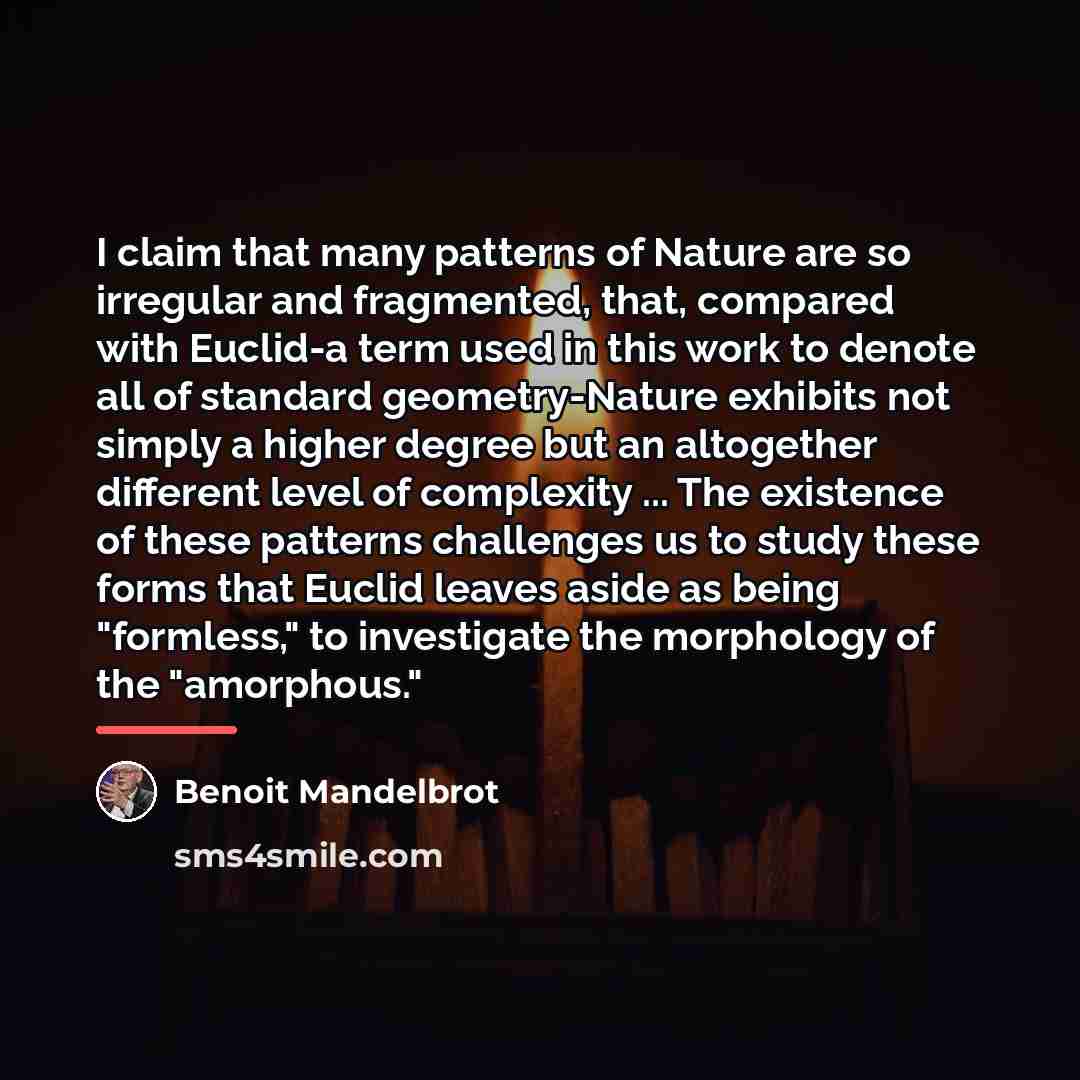 “I claim that many patterns of Nature are so irregular…” quote by Benoit Mandelbrot