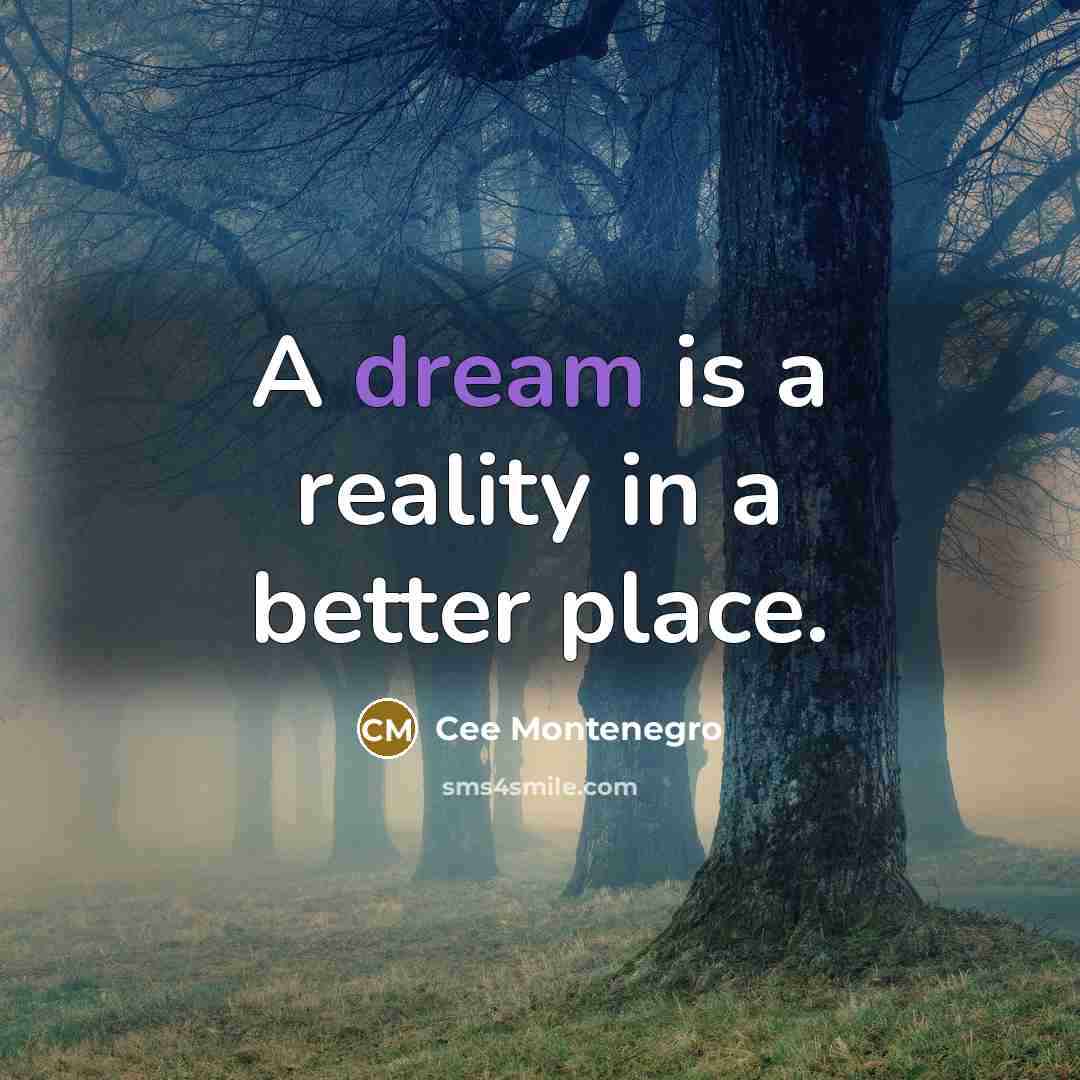 “A dream is a reality in a better place.…” quote by Cee Montenegro
