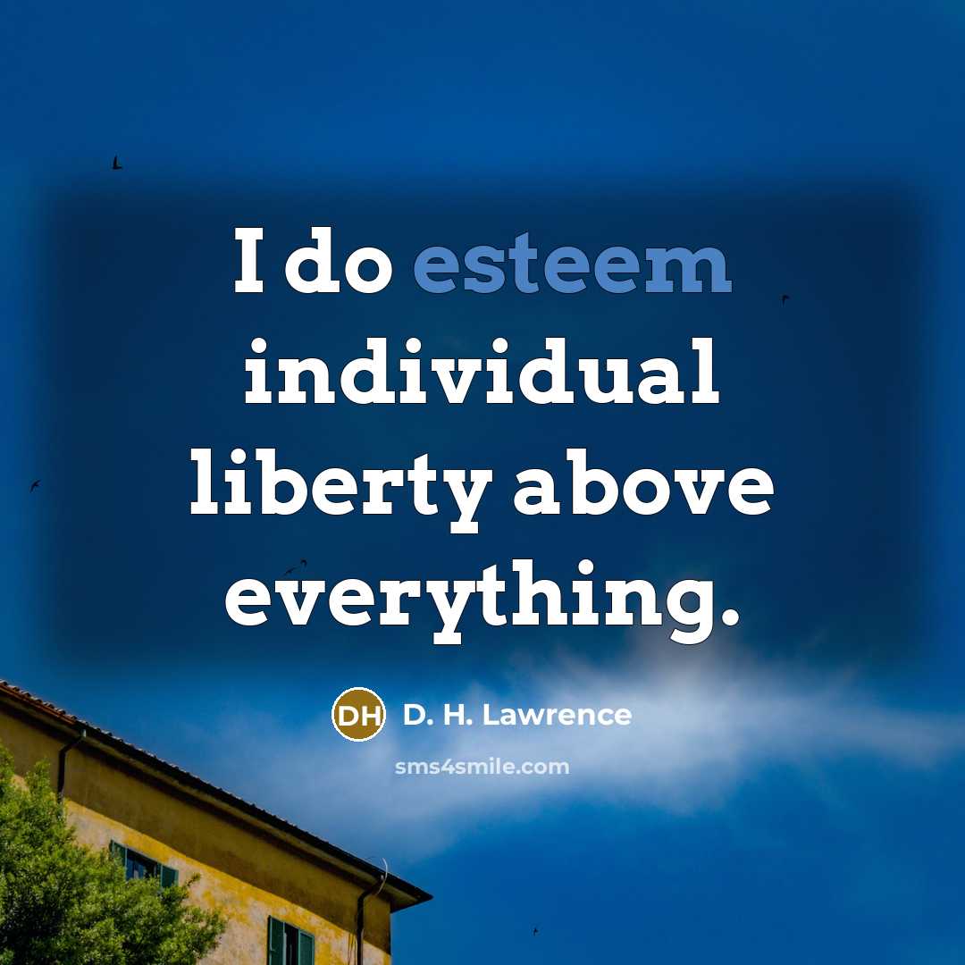 “I do esteem individual liberty above everything.…” quote by D. H. Lawrence