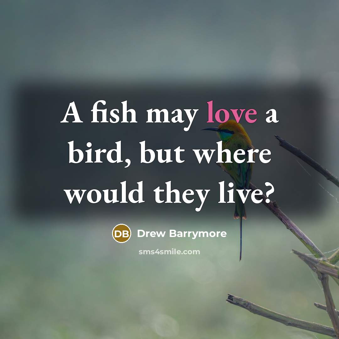 “A fish may love a bird, but where would they…” quote by Drew Barrymore