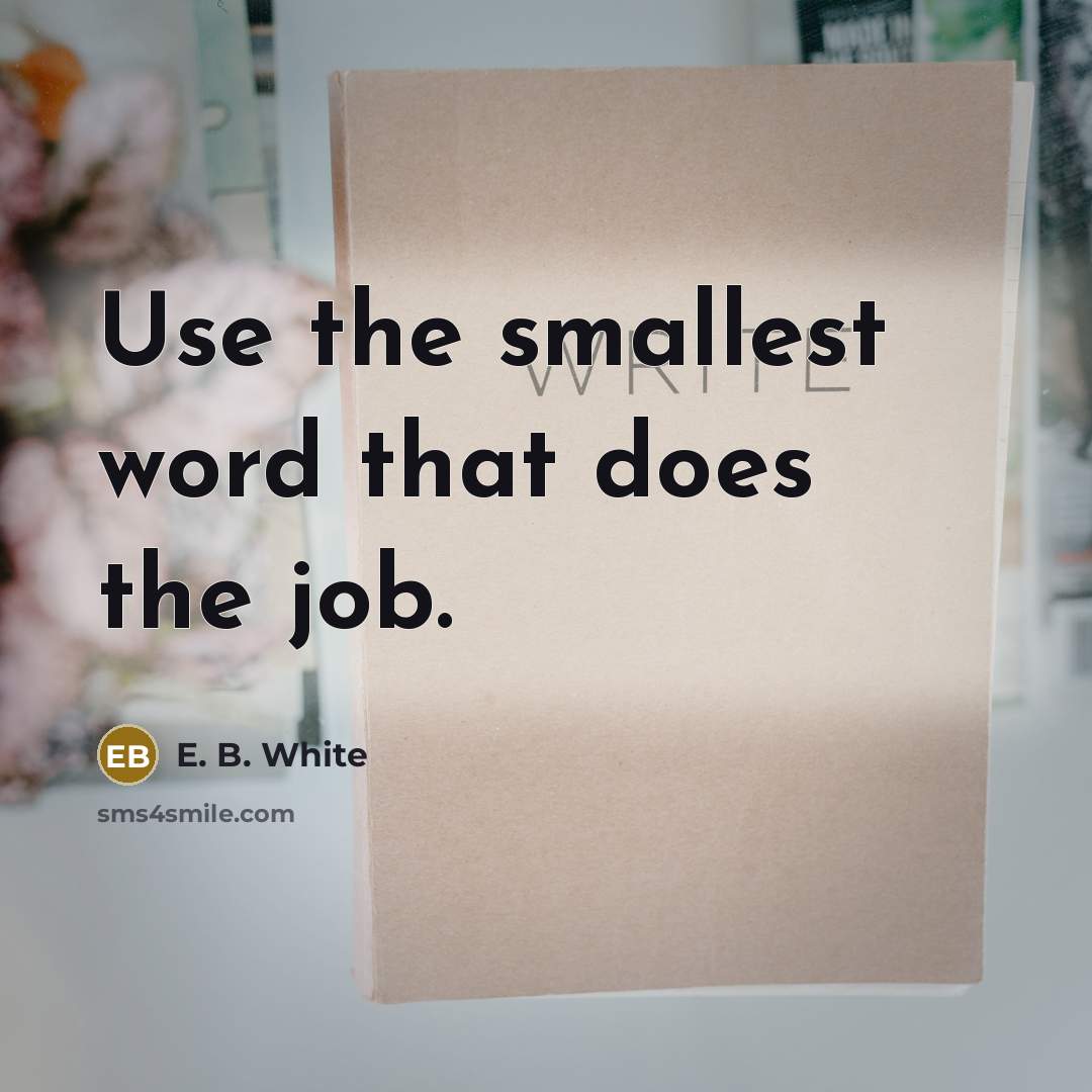 “Use the smallest word that does the job.…” quote by E. B. White