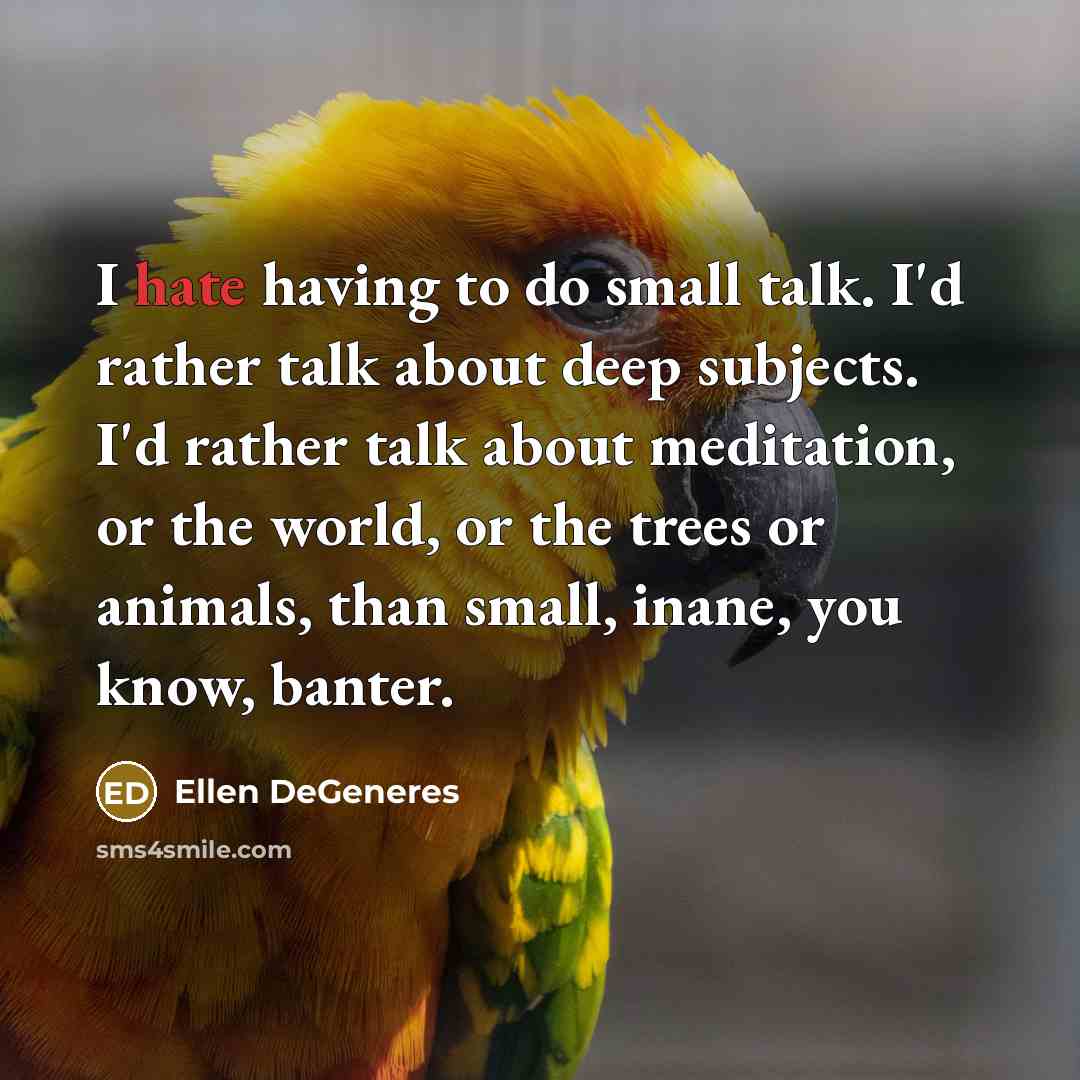 “I hate having to do small talk. I'd rather talk…” quote by Ellen DeGeneres