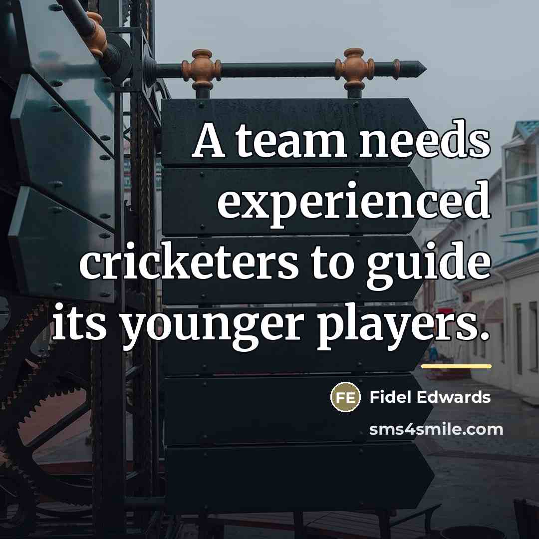 “A team needs experienced cricketers to guide its younger players.…” quote by Fidel Edwards