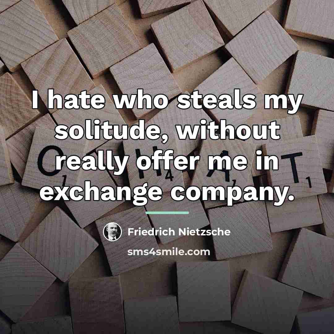 “I hate who steals my solitude, without really offer me…” quote by Friedrich Nietzsche