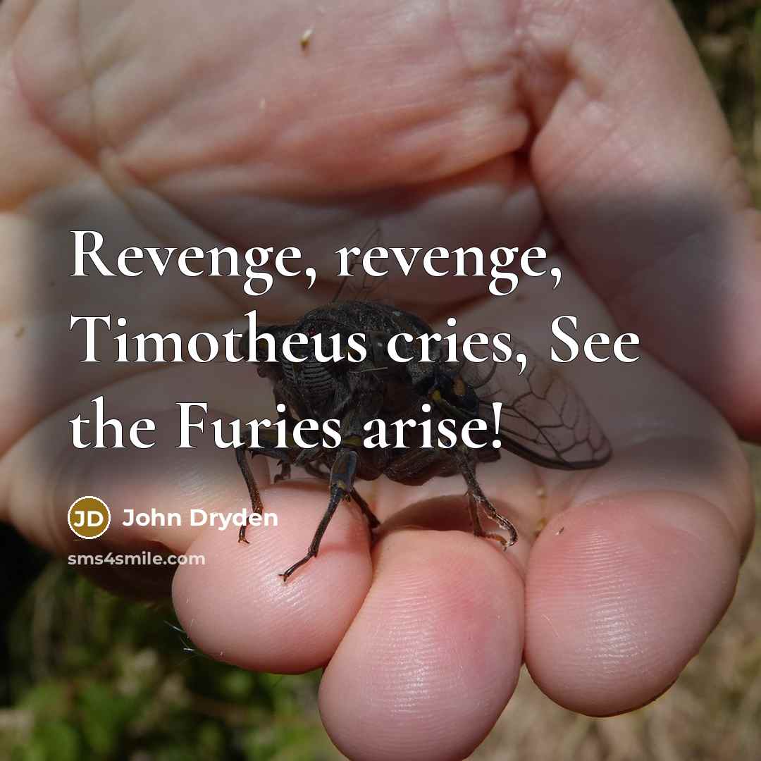 “Revenge, revenge, Timotheus cries, See the Furies arise!…” quote by John Dryden