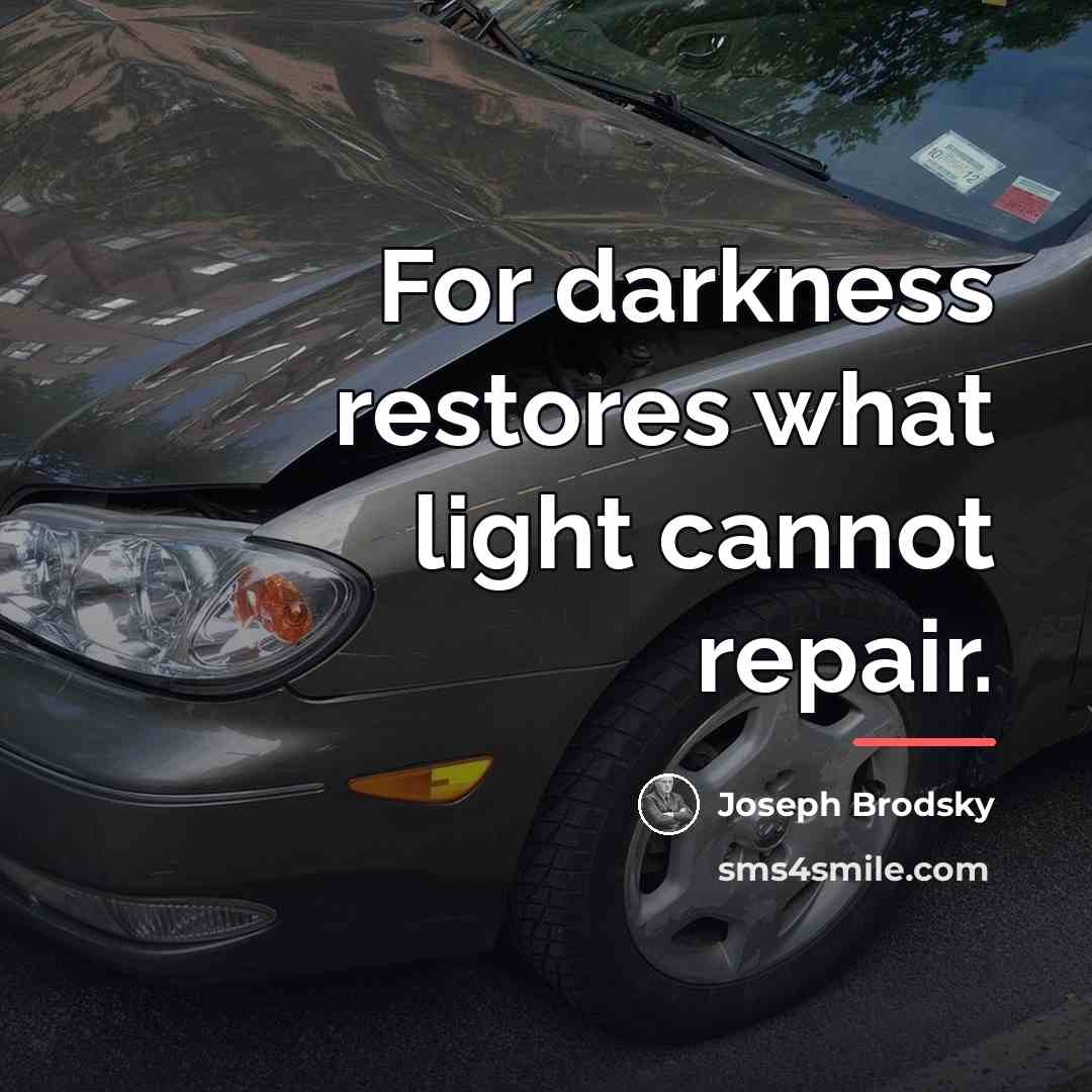 “For darkness restores what light cannot repair.…” quote by Joseph Brodsky