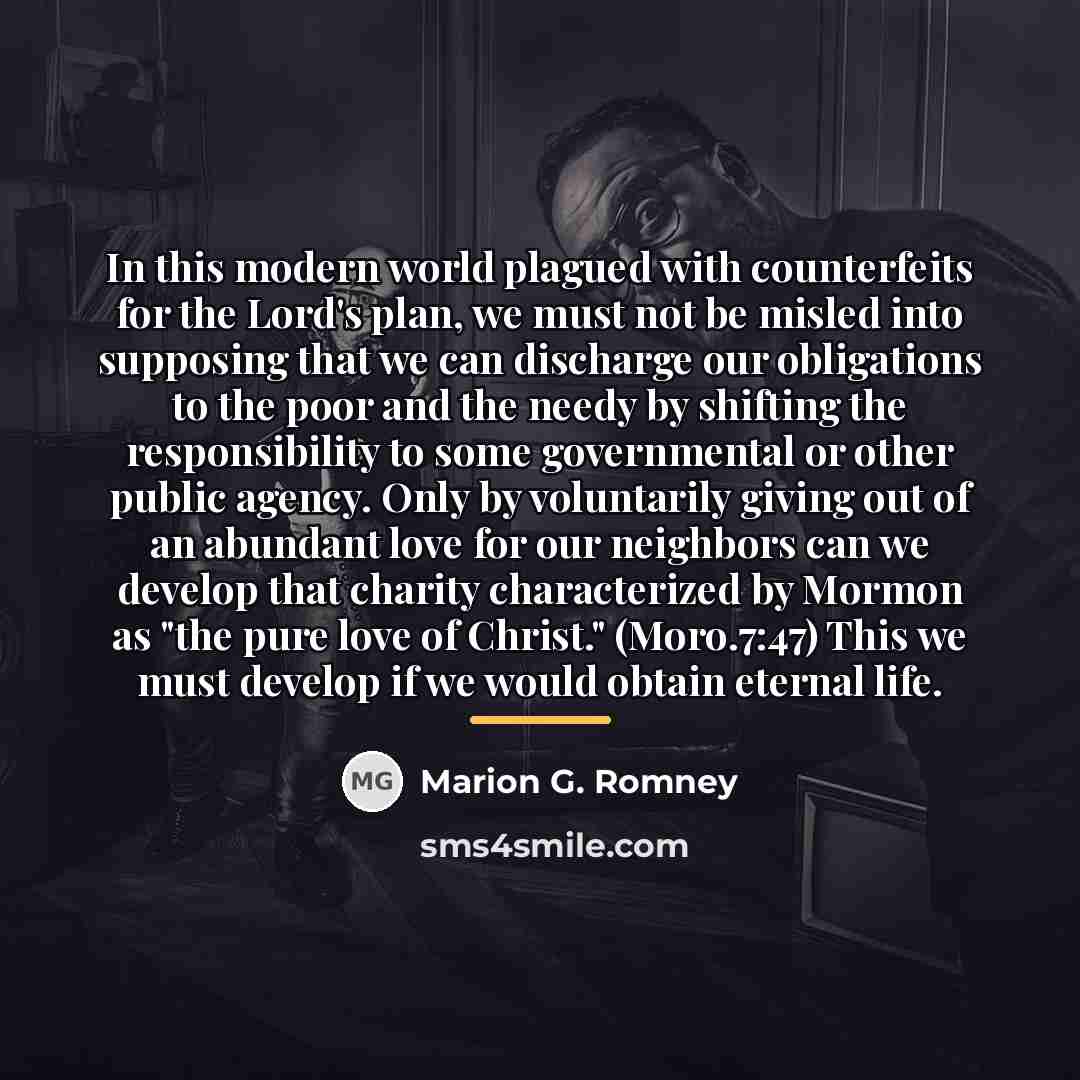 “In this modern world plagued with counterfeits for the Lord's…” quote by Marion G. Romney