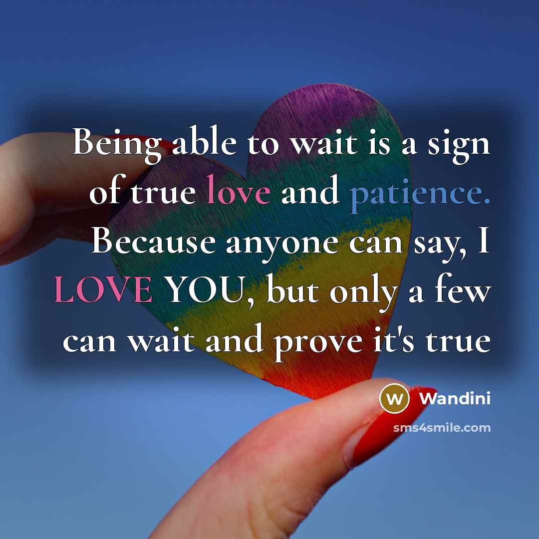 “Being able to wait is a sign of true love…” quote by Wandini