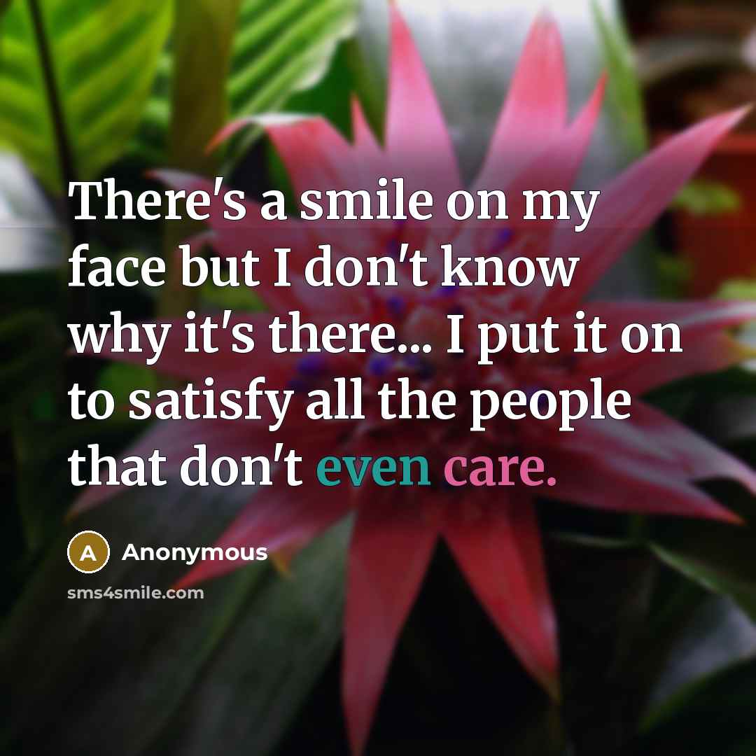 “There's a smile on my face but I don't know…” quote by Anonymous