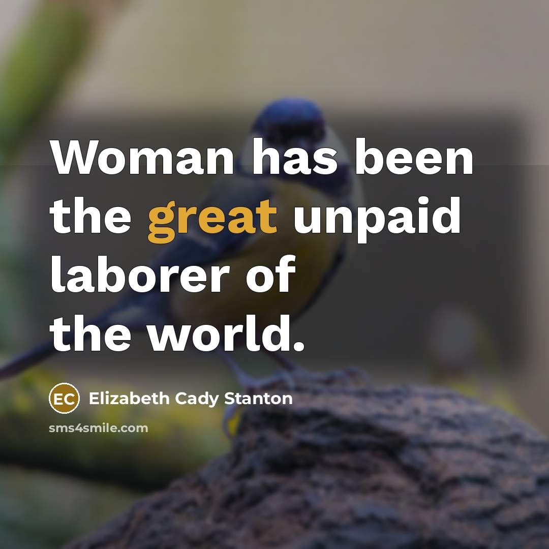 “Woman has been the great unpaid laborer of the world.…” quote by Elizabeth Cady Stanton