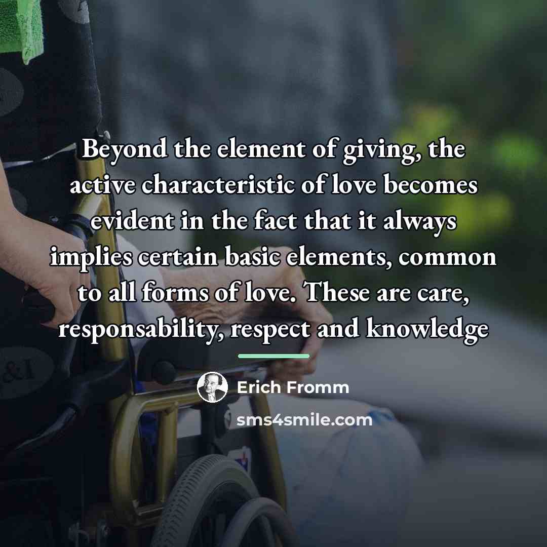 “Beyond the element of giving, the active characteristic of love…” quote by Erich Fromm