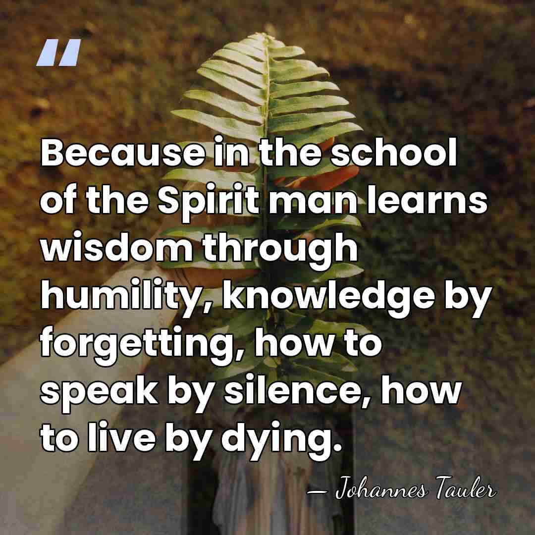 Because in the school of the Spirit man learns wisdom through humility,&hellip; - Johannes Tauler