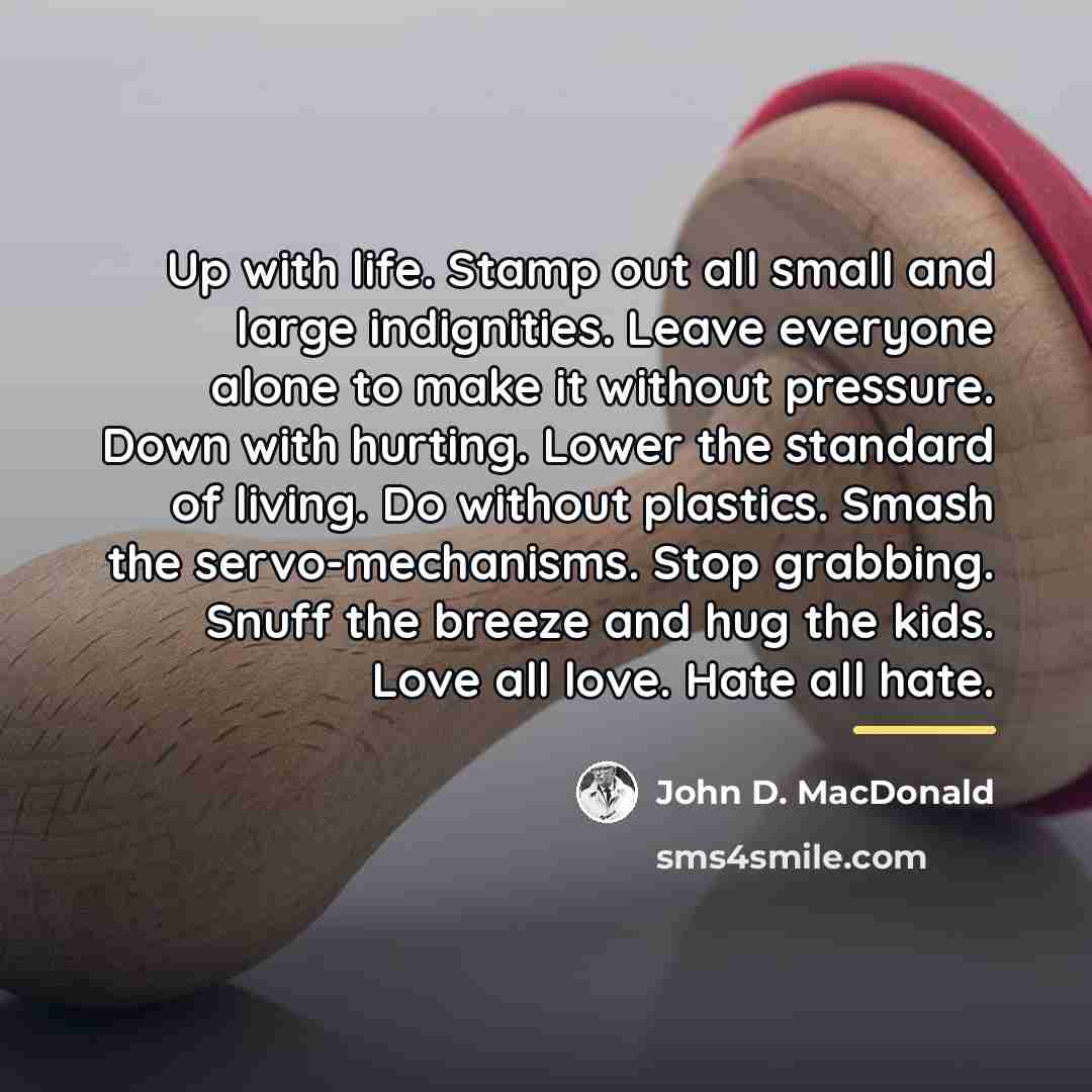“Up with life. Stamp out all small and large indignities.…” quote by John D. MacDonald