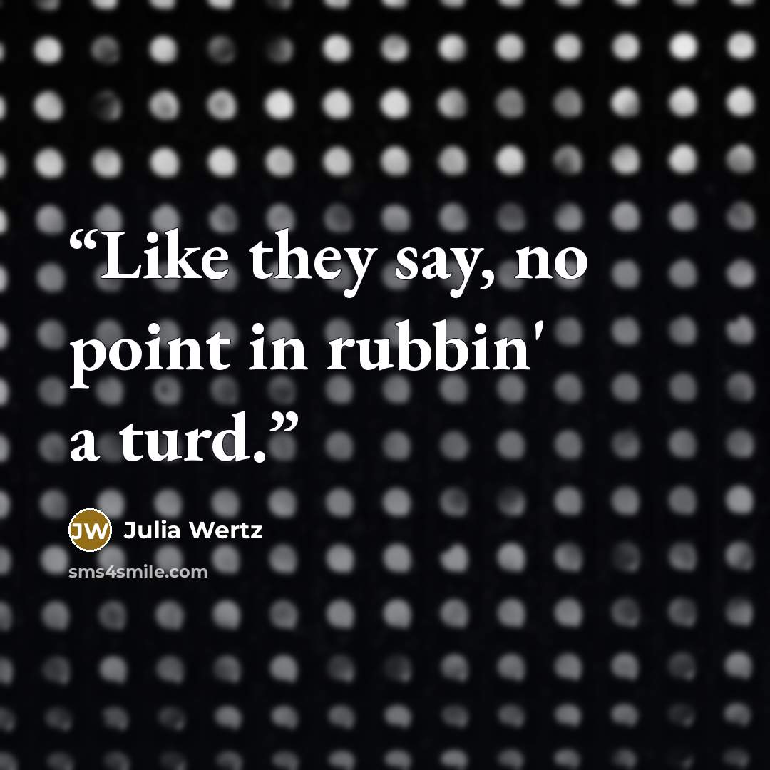 “Like they say, no point in rubbin' a turd.” quote by Julia Wertz