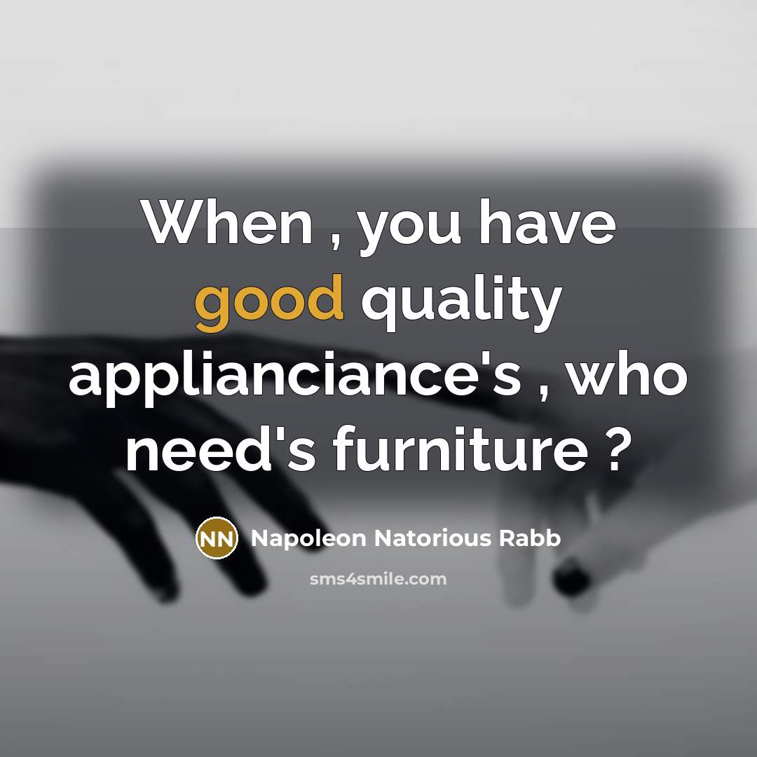 “When , you have good quality applianciance's , who need's furniture ?” quote by Napoleon Natorious Rabb