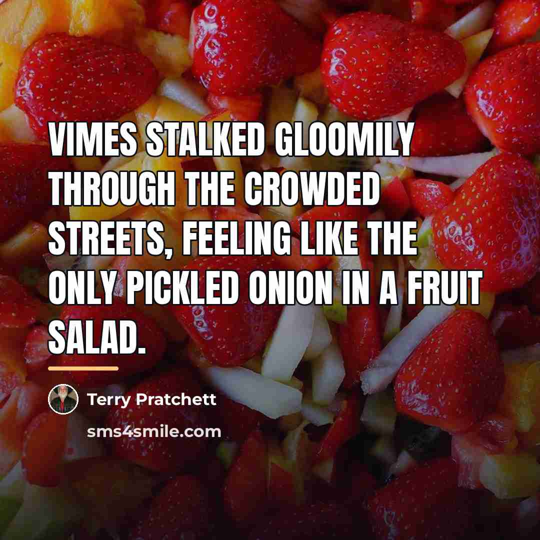 “Vimes stalked gloomily through the crowded streets, feeling like the…” quote by Terry Pratchett