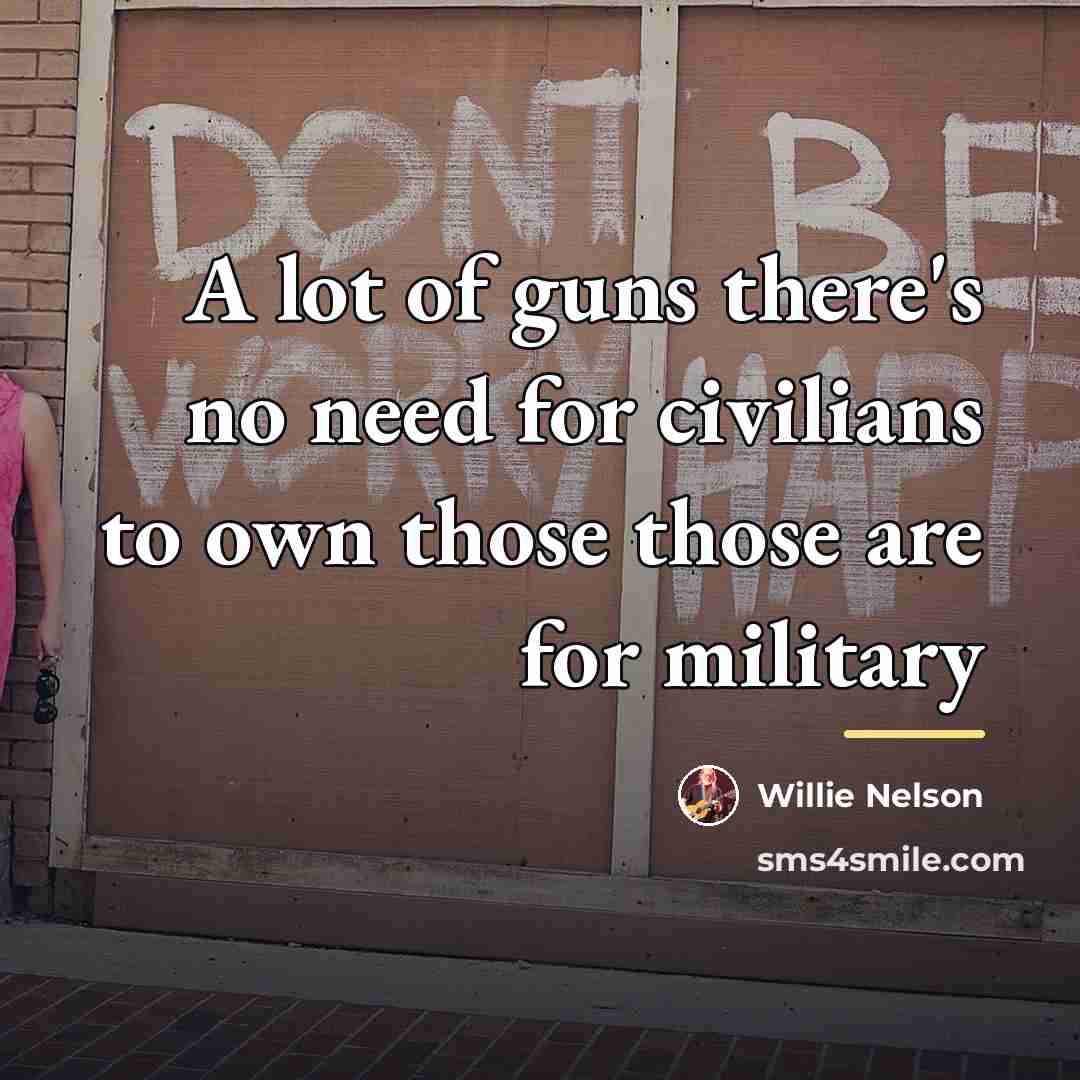 “A lot of guns there's no need for civilians to…” quote by Willie Nelson