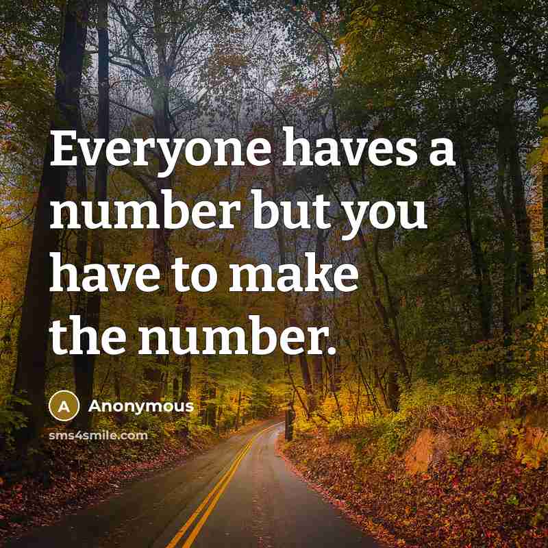 “Everyone haves a number but you have to make the…” quote by Anonymous