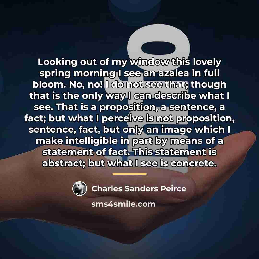 “Looking out of my window this lovely spring morning I…” quote by Charles Sanders Peirce