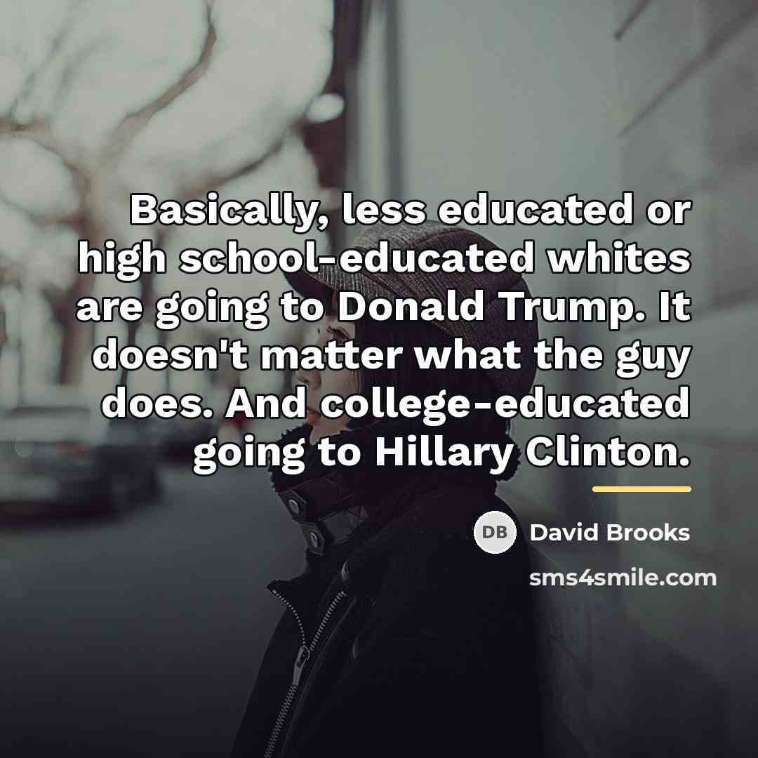 “Basically, less educated or high school-educated whites are going to…” quote by David Brooks
