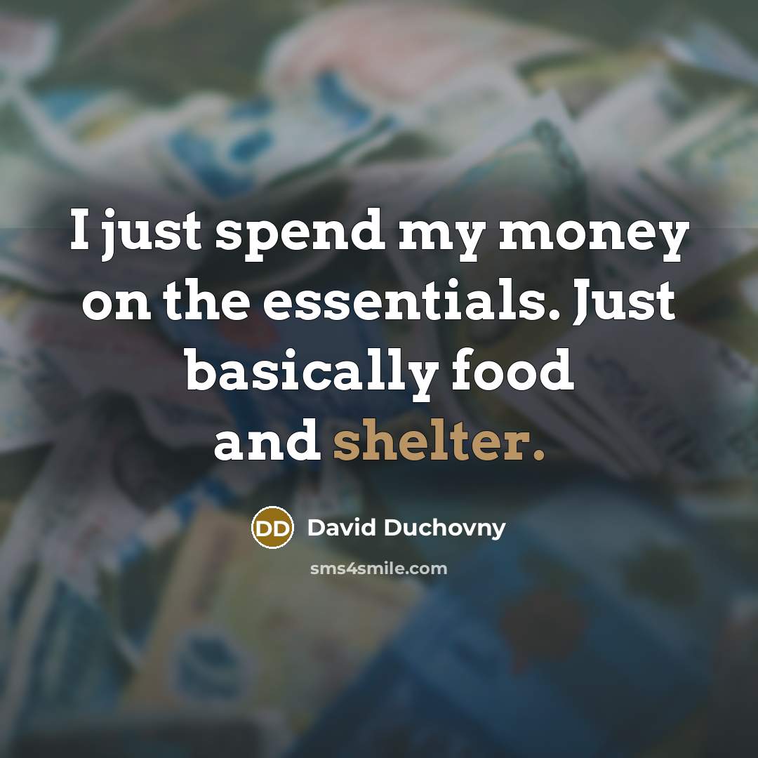 “I just spend my money on the essentials. Just basically…” quote by David Duchovny