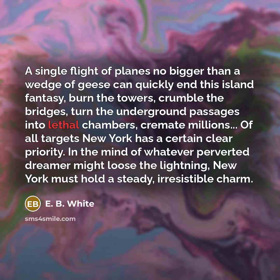 “A single flight of planes no bigger than a wedge…” quote by E. B. White