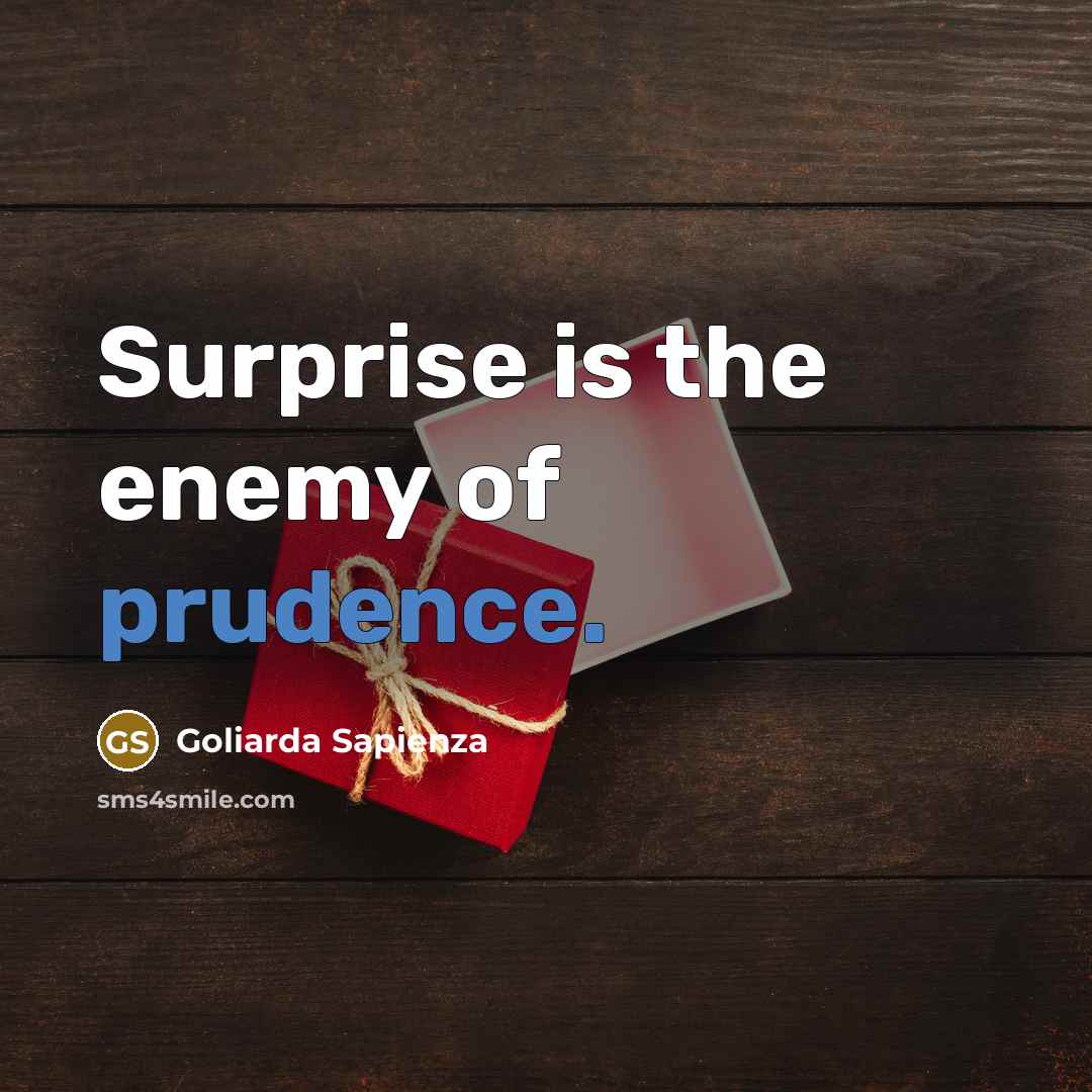 “Surprise is the enemy of prudence.…” quote by Goliarda Sapienza