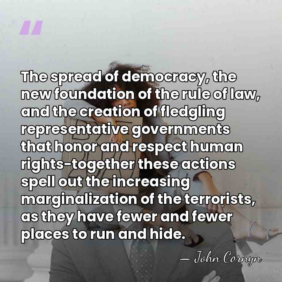 The spread of democracy, the new foundation of the rule of law,&hellip; - John Cornyn