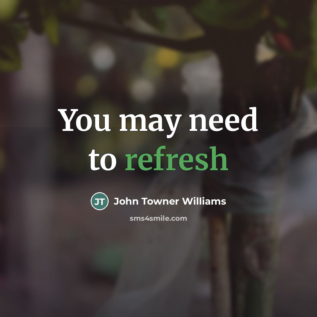 “You may need to refresh…” quote by John Towner Williams