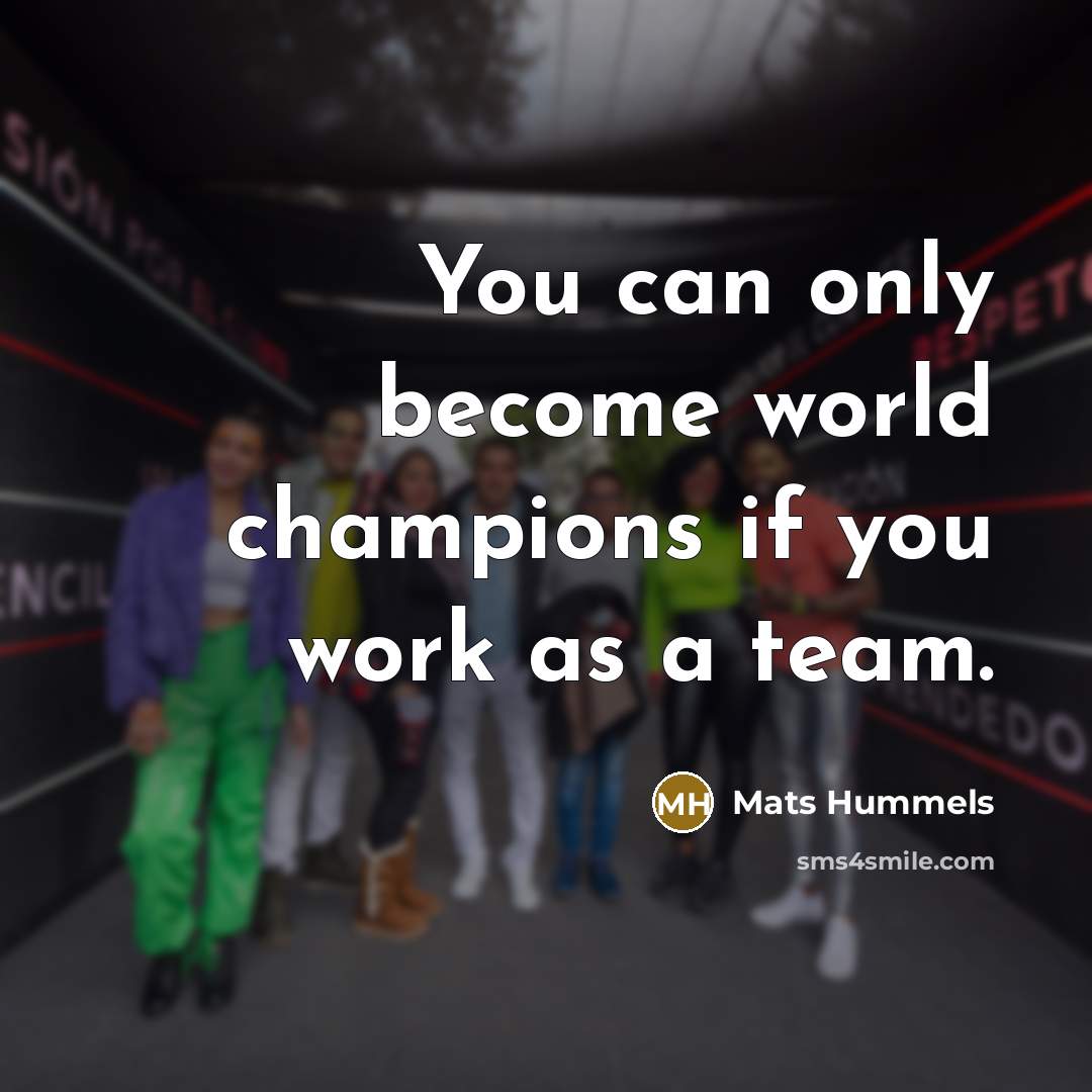 “You can only become world champions if you work as…” quote by Mats Hummels
