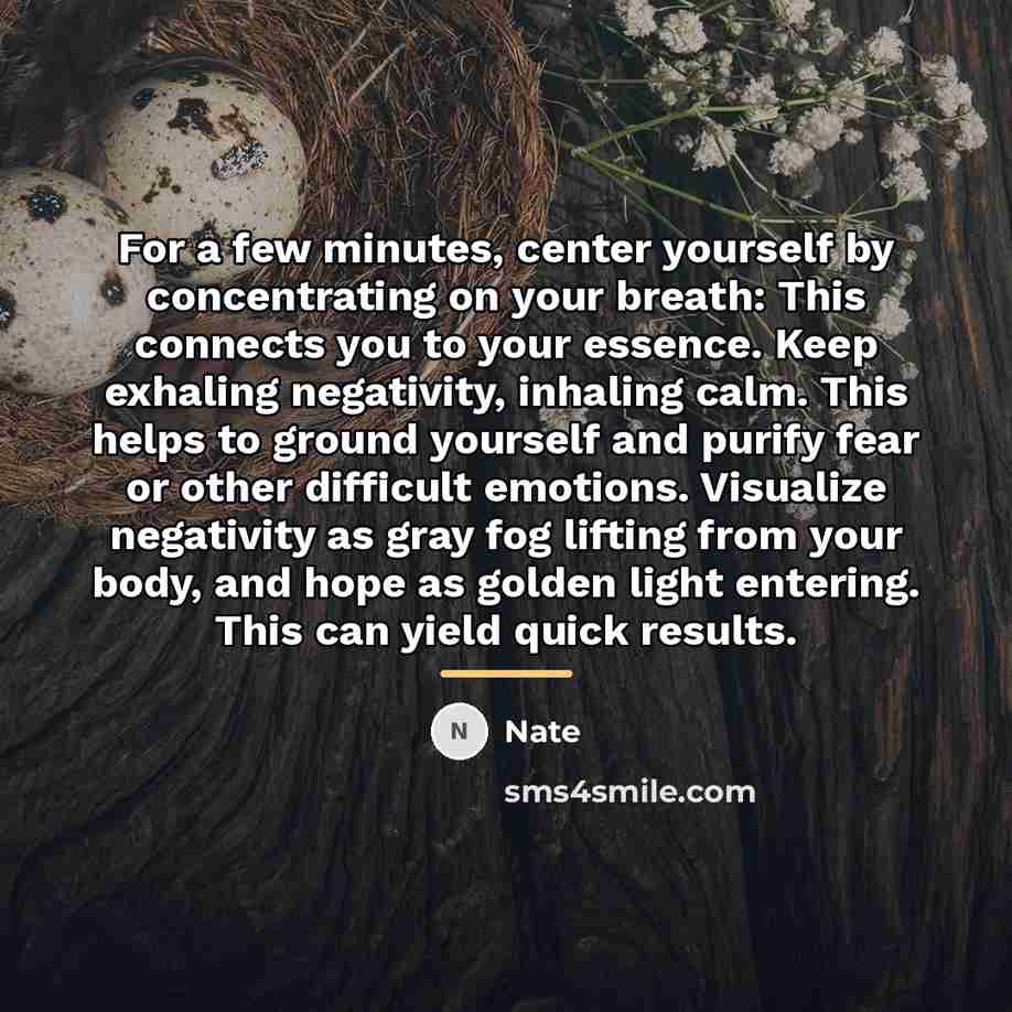 “For a few minutes, center yourself by concentrating on your…” quote by Nate