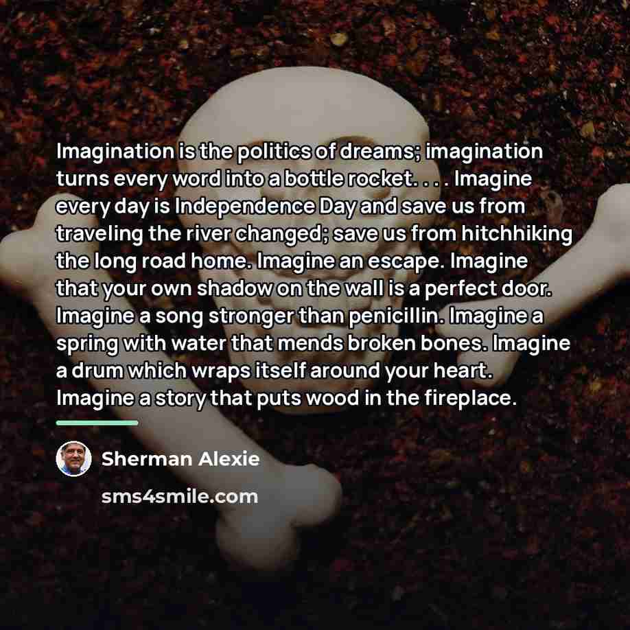 “Imagination is the politics of dreams; imagination turns every word…” quote by Sherman Alexie