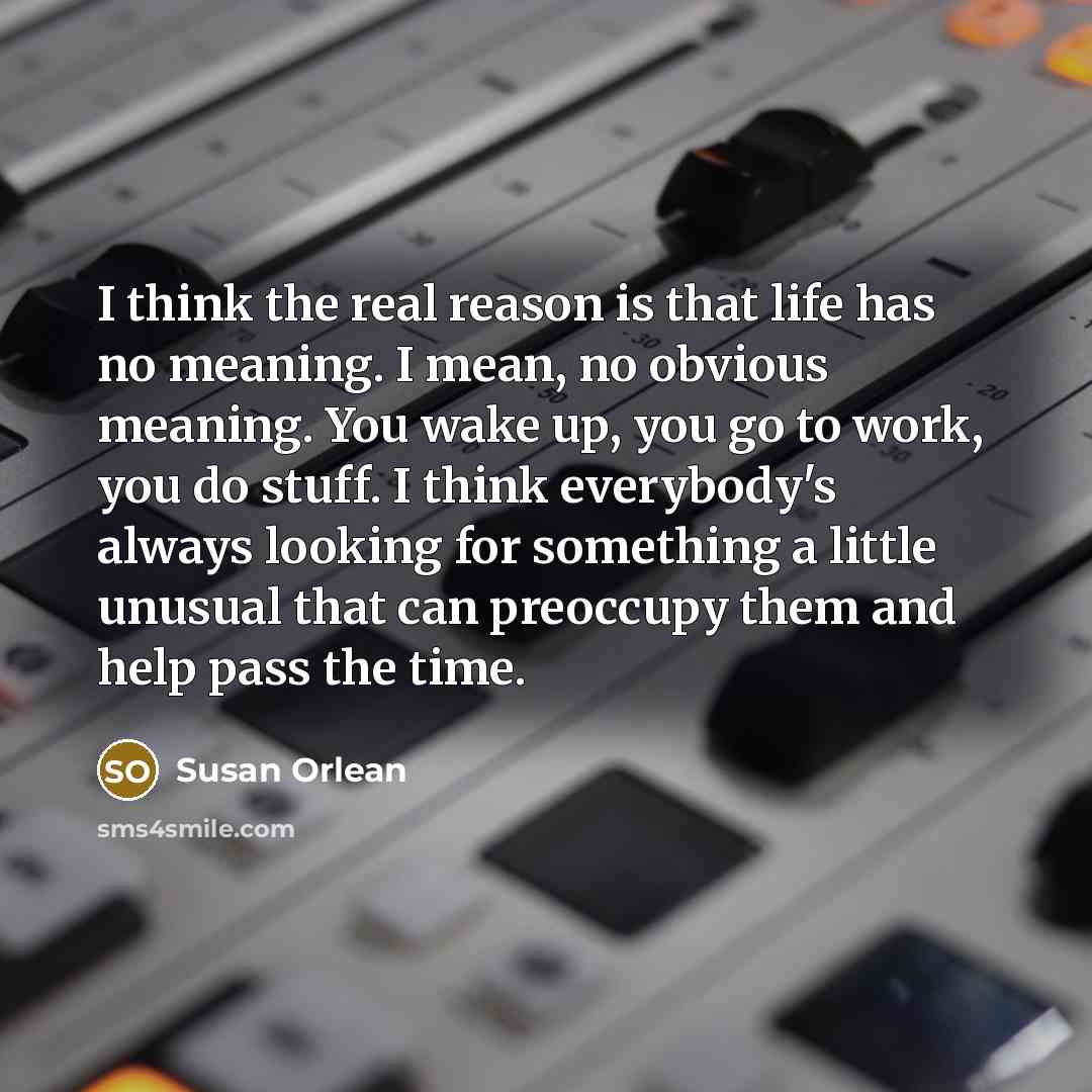 “I think the real reason is that life has no…” quote by Susan Orlean