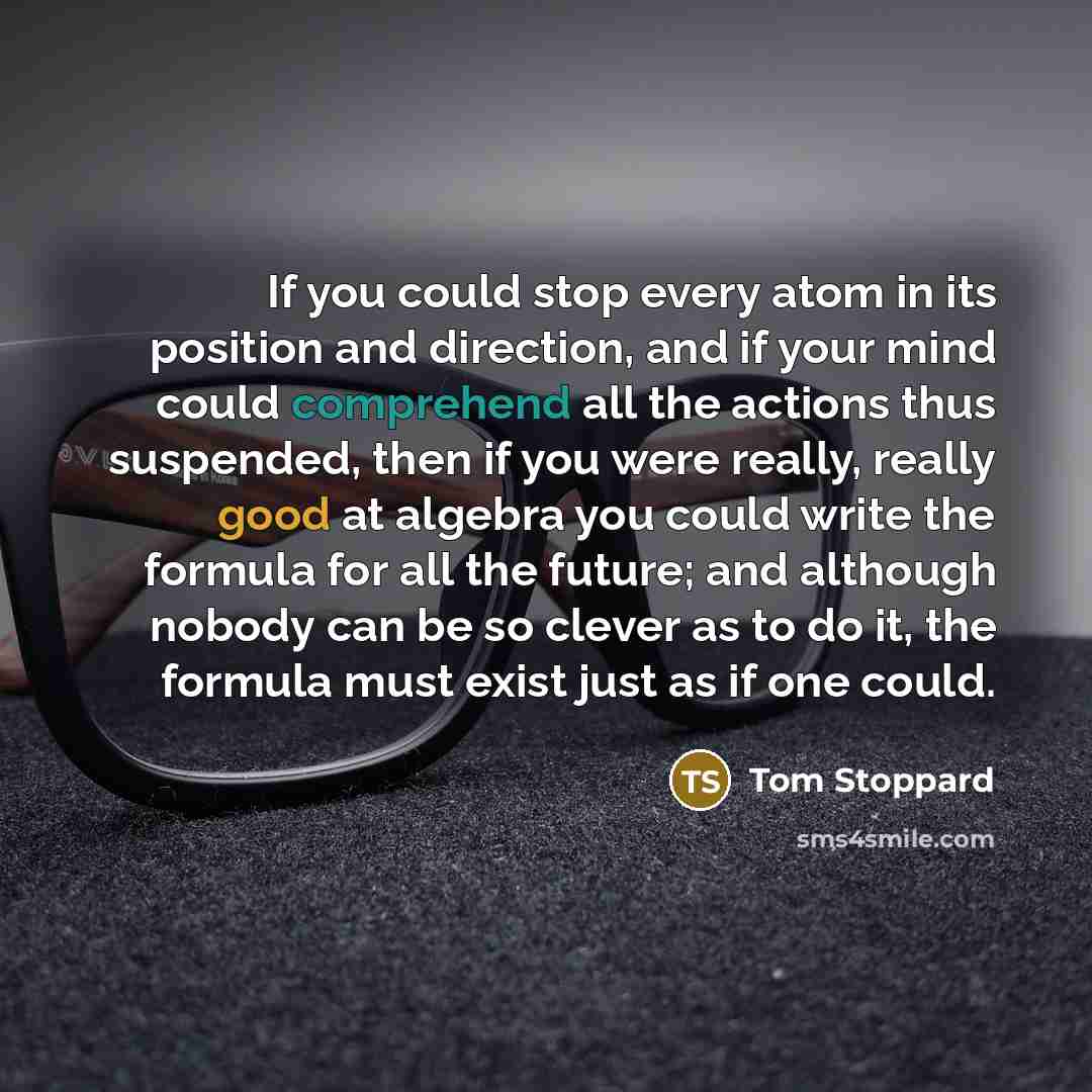 “If you could stop every atom in its position and…” quote by Tom Stoppard