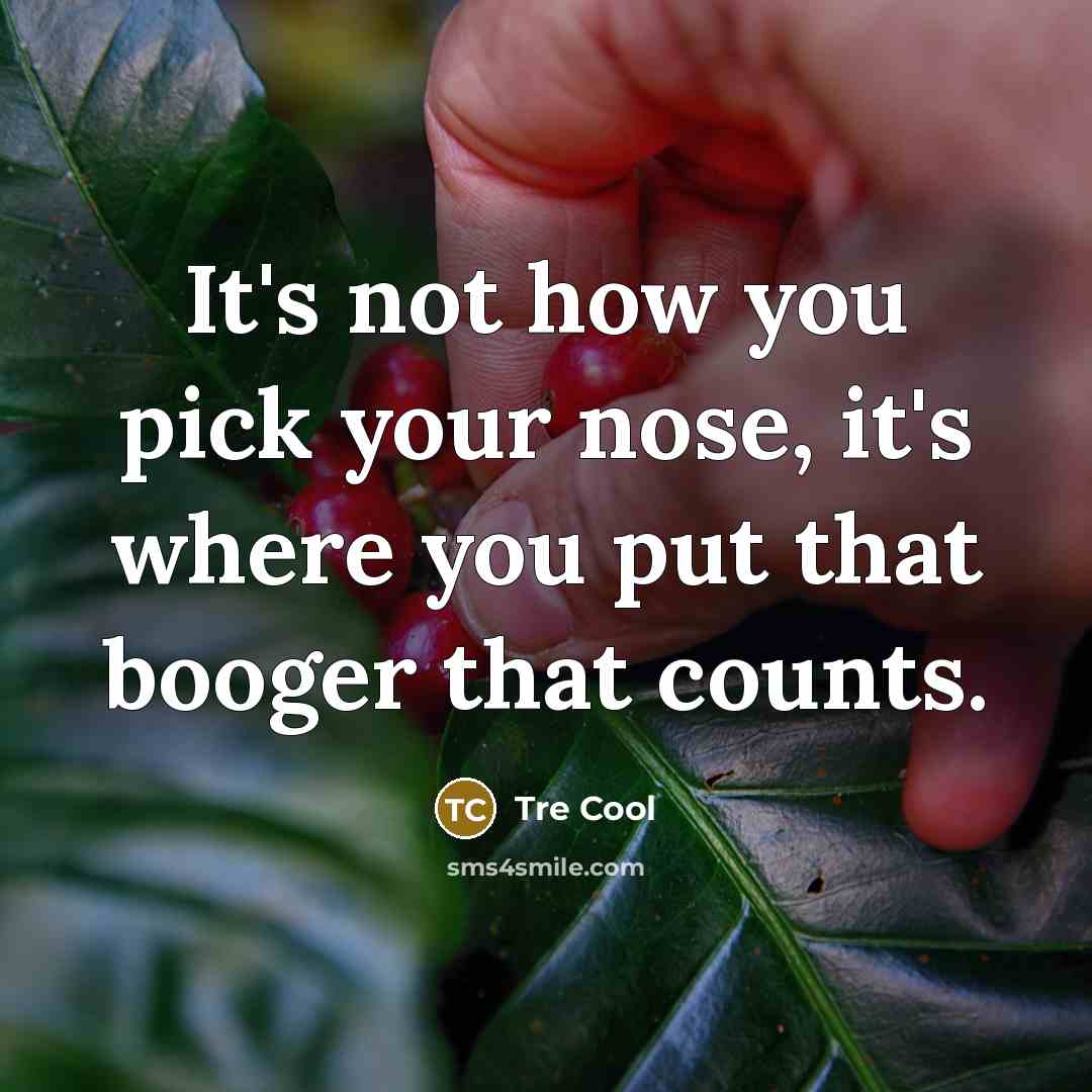 “It's not how you pick your nose, it's where you put that booger that counts.” quote by Tre Cool