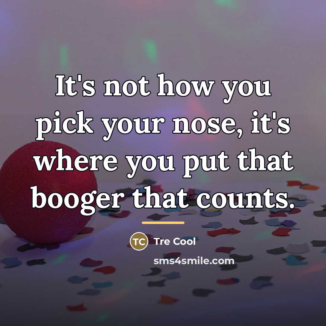 “It's not how you pick your nose, it's where you…” quote by Tre Cool