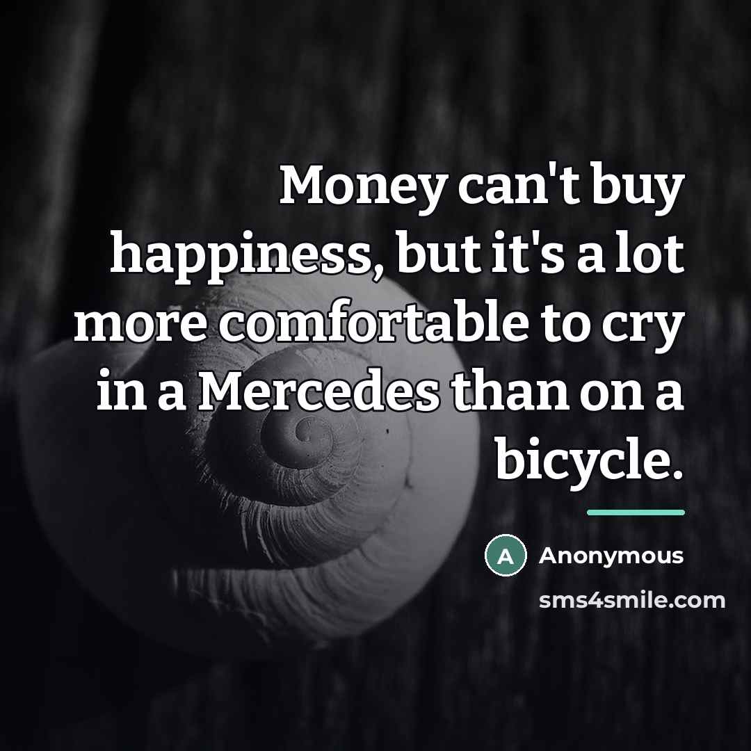 “Money can't buy happiness, but it's a lot more comfortable…” quote by Anonymous