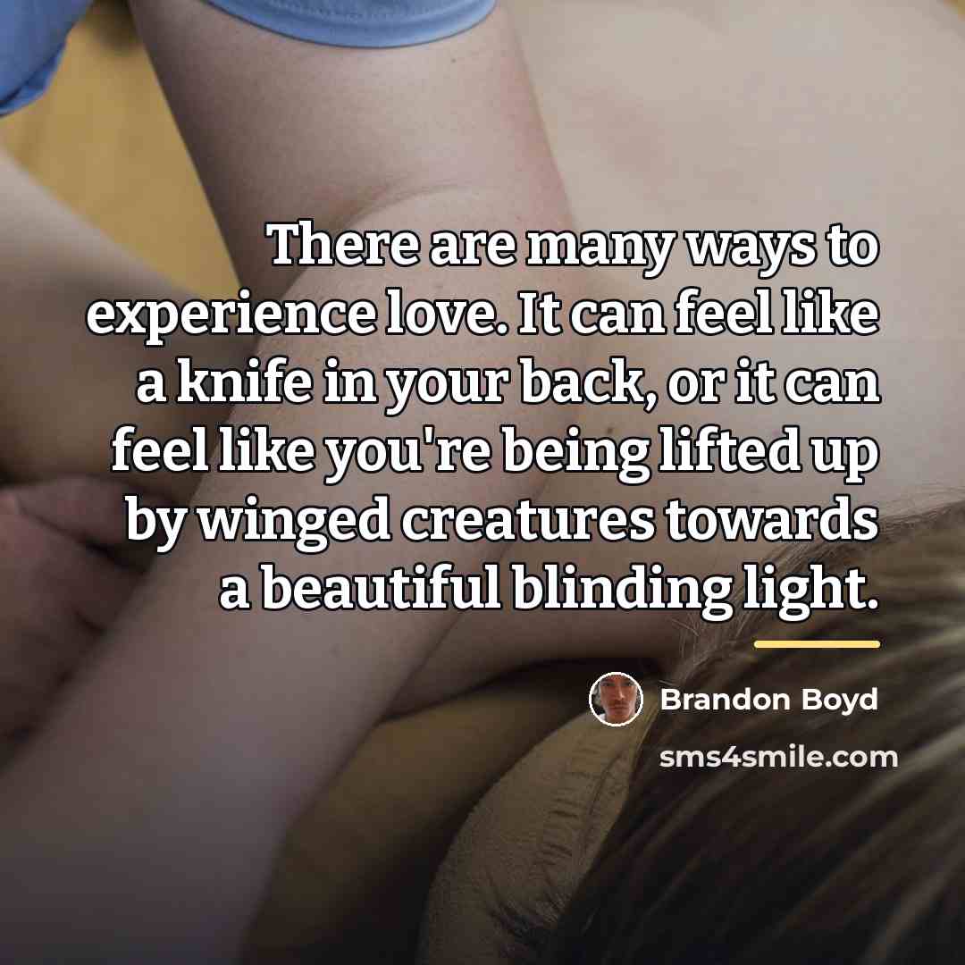 “There are many ways to experience love. It can feel…” quote by Brandon Boyd