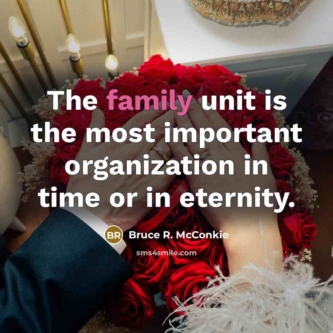 “The family unit is the most important organization in time…” quote by Bruce R. McConkie