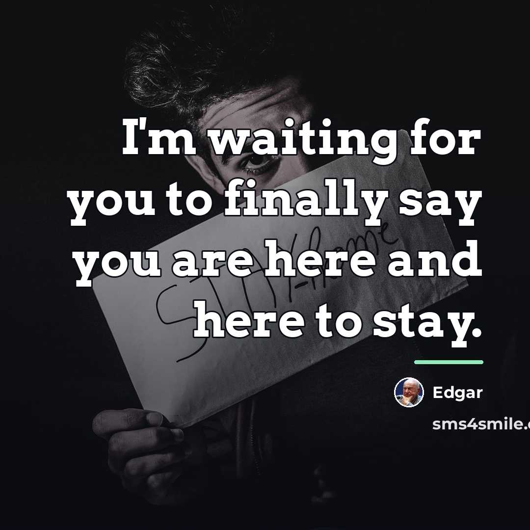 “I'm waiting for you to finally say you are here…” quote by Edgar