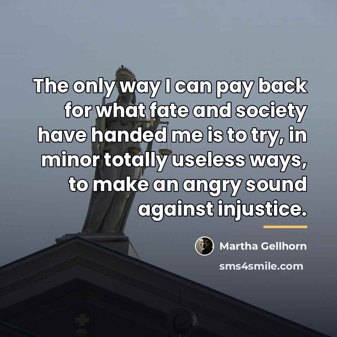 “The only way I can pay back for what fate…” quote by Martha Gellhorn