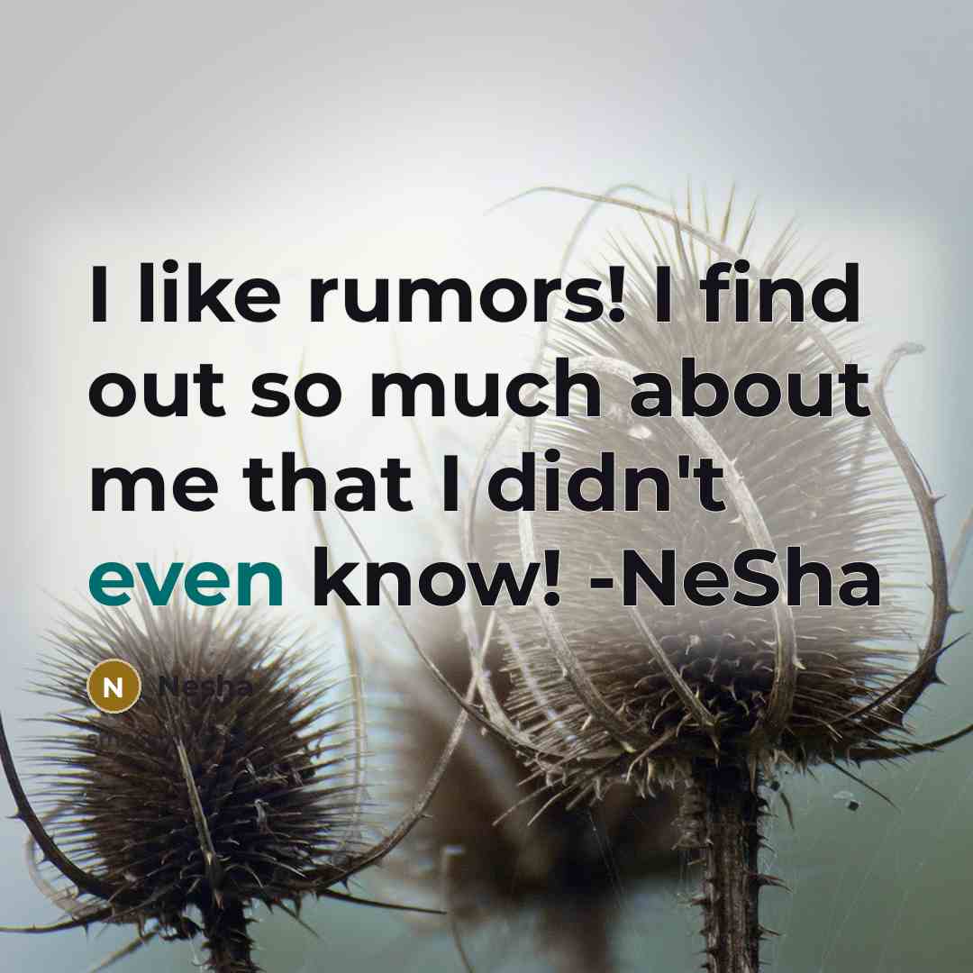 “I like rumors! I find out so much about me…” quote by Nesha